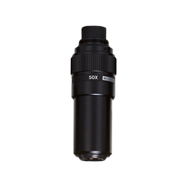 Objective Working Distance 13mm 50X Objective, SKU Mitutoyo-375-052, three quarter front view