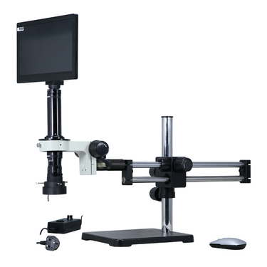 0.58-7X 2.0 Megapixels CMOS LED Light Dual Arm Stand Video Zoom Microscope, SKU MZ02130508, three quarter front view