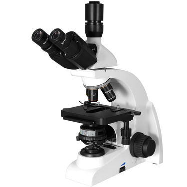 40X-1000X Biological Compound Laboratory Microscope, Trinocular, Halogen Light, High Eyepoint Eyepieces, SKU BM03010301, three quarter front view
