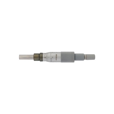 0-1″ 1" Flat Mechanical Micrometer Head (with Spindle Lock, Thimble Diameter: Dia. 18mm, Spindle Diameter: Dia. 8mm, Ratchet Stop, W/Vernier), SKU Mitutoyo-153-206, three quarter front view