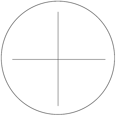 Microscope Eyepiece Reticle Cross Line Scale Dia. 16mm, SKU RT20102201, three quarter front view
