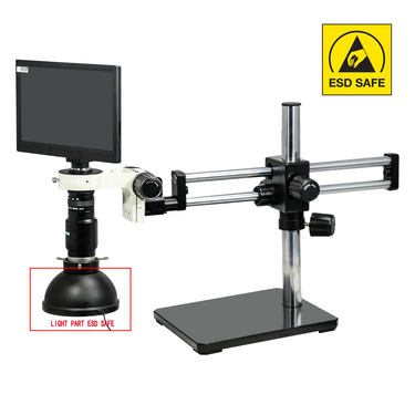1-6X 2.0 Megapixels CMOS ESD Safe UV FREE LED Light Dual Arm Stand Video Zoom Microscope, SKU MZ02110504, three quarter front view