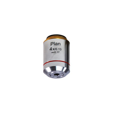 4X Infinity-Corrected Plan Achromatic Microscope Objective Lens, SKU BM03023231, three quarter front view