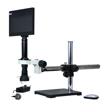 0.58-7X 2.0 Megapixels CMOS LED Light Boom Stand Video Zoom Microscope, SKU MZ02130407, three quarter front view