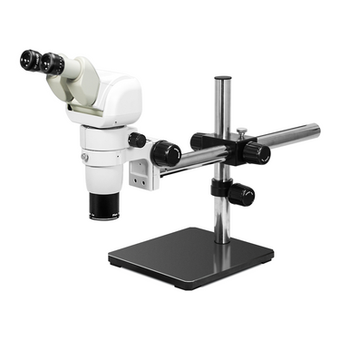 8-65X Boom Stand Binocular Parallel Zoom Stereo Microscope, SKU PZ02141122, three quarter front view