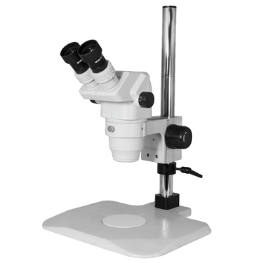 6.7-45X Post Stand Binocular Zoom Stereo Microscope, SKU SZ02020221, three quarter front view
