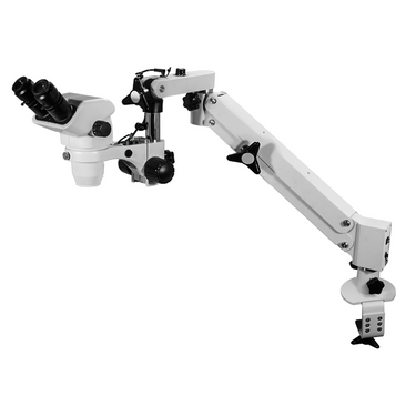 3.35-22.5X Pneumatic Arm Binocular Zoom Stereo Microscope, SKU SZ02060741, three quarter front view