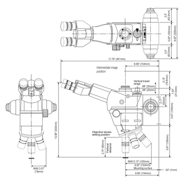 1X/2X Focus Distance 50mm Laser Video Microscope Body (FS70Z-THS), SKU Mitutoyo-378-185-4, three quarter front view