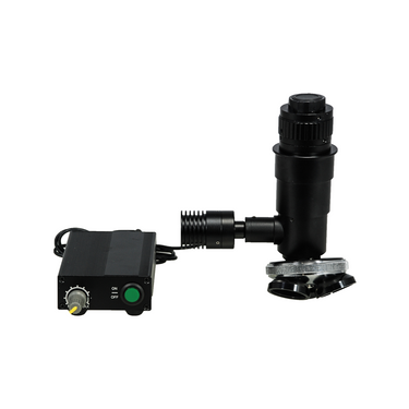 1X 3W 4/5″x1/36″/M26x1/36″ LED Light Adjustable Triple (3) Holes 1X Fixed Power Video Microscope Body with Nosepiece and Coaxial Illuminator, SKU MZ37021111, three quarter front view