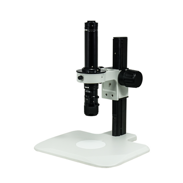 0.58-7X Track Stand Video Zoom Microscope, SKU MZ02130201, three quarter front view