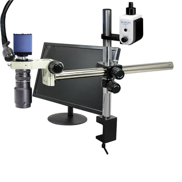1-6X 2.0 Megapixels CMOS LED Light Boom Stand Video Zoom Microscope, SKU MZ02110407, three quarter front view