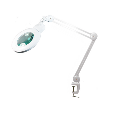 3 Diopter (1.75X) LED Magnifying Lamp with Clamp – 5-inch Glass Lens (Removable), SKU MG16304111, three quarter front view