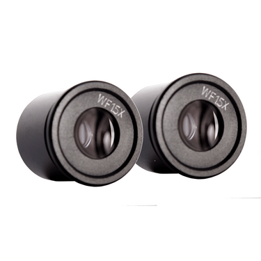 WF 15X Widefield Microscope Eyepieces, High Eyepoint, 30.5mm, FOV 15mm (Pair), SKU FS12013411, three quarter front view