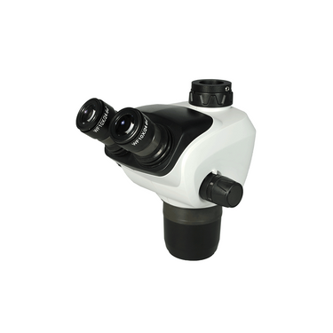 6.5-53X Zoom Ratio 1:8.1 Eyepiece Field of View Dia. 24mm Objective Working Distance 110mm 6.5-53X Trinocular Zoom Body, SKU SZ27021331, three quarter front view
