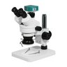 2.0 Megapixels 7-45X CMOS LED Light Post Stand Trinocular Zoom Stereo Microscope, SKU SZ02010331, three quarter front view