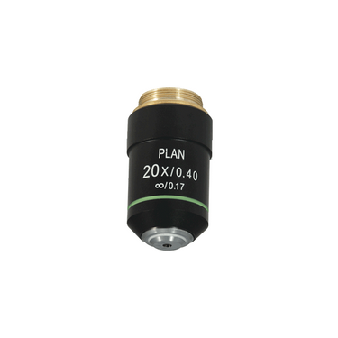 20X Infinity-Corrected Plan Achromatic Microscope Objective Lens, SKU BM05073432, three quarter front view