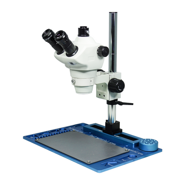 8-50X Post Stand Trinocular Zoom Stereo Microscope, SKU SZ02030271, three quarter front view