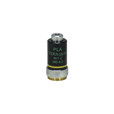 10X Infinity-Corrected Long Working Distance Plan Achromatic Phase Contrast Microscope Objective Lens, SKU PH04073331, three quarter front view