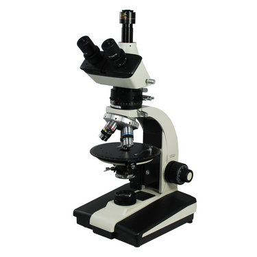 40X-630X Polarizing Microscope, Trinocular, Halogen Light, for Geology, Petrology, Laboratories, SKU PL04080311, three quarter front view