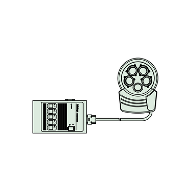 Quintuple (5) Holes, 4 parcentering adjustment Quintuple (5) Holes Motorized Nosepiece, SKU Mitutoyo-378-726A, three quarter front view