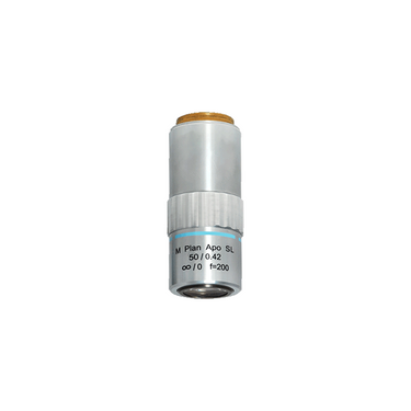50X Infinity-Corrected Super Long Working Distance (M Plan Apo SL) Apochromatic Metallurgical Microscope Objective Lens Working Distance 20.1mm, SKU MT18023641, three quarter front view