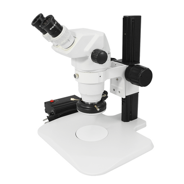 6.7-45X LED Light Track Stand Binocular Zoom Stereo Microscope, SKU SZ02020023, three quarter front view