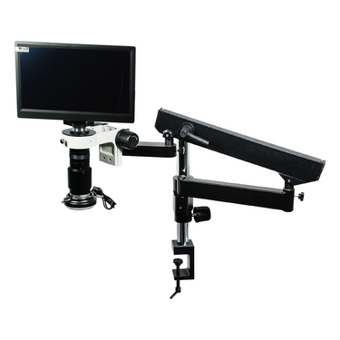 1-6X 2.0 Megapixels CMOS LED Light Flexible Arm Video Zoom Microscope, SKU MZ02110603, three quarter front view