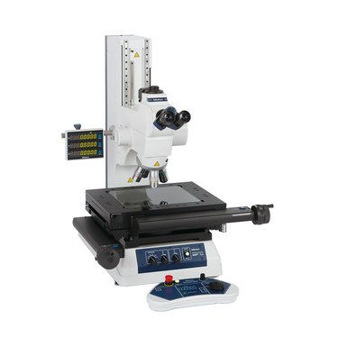 20-1000X LED Dual Illuminated Light XY Stage Travel Distance 400x200mm Measuring Microscope (Bright Field, Measuring Range: 400x200, Motor-Driven Z-Axis Models), SKU Mitutoyo-176-896-13, three quarter front view