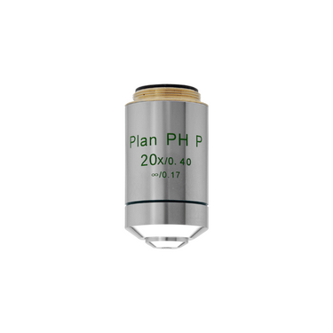 20X Infinity-Corrected (Plan PH P) Achromatic Positive Phase Contrast Microscope Objective Lens Working Distance 5.03mm, SKU PH03023431, three quarter front view