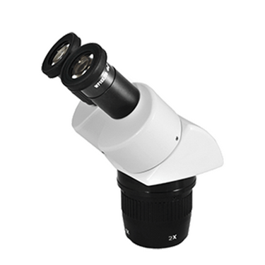 10X/20X Dual Power Stereo Microscope Head, Binocular, Focusable Eyepiece, SKU FS05031121, three quarter front view