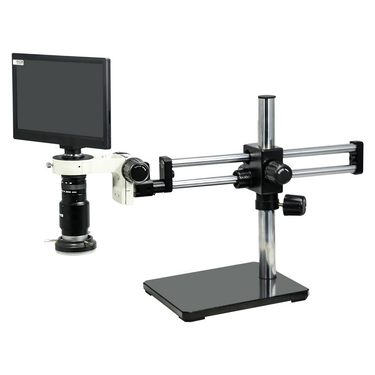 1-6X 2.0 Megapixels CMOS LED Light Dual Arm Stand Video Zoom Microscope, SKU MZ02110502, three quarter front view