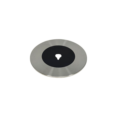 Microscope Stage Insert Plate, Metal Dia. 110mm for Metallurgical Microscopes, Silver, SKU MT05175251, three quarter front view