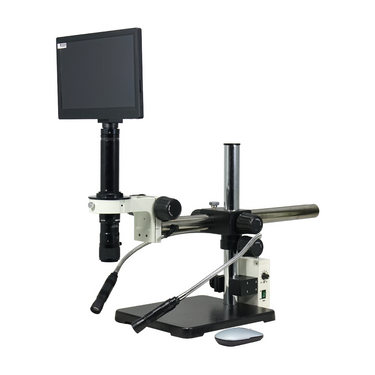 0.58-7X 2.0 Megapixels CMOS LED Light Boom Stand Video Zoom Microscope, SKU MZ02130405, three quarter front view