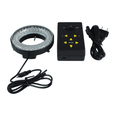 64 LED Microscope Ring Light with Four-Zone Quadrant Control Diameter 61mm 4W, SKU ML23241331, three quarter front view