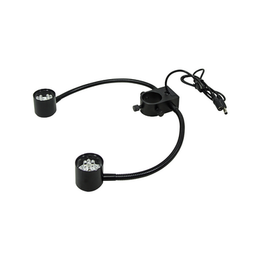 LED Dual Gooseneck Point Light Microscope Illuminator 5W with Focusing Rack for Post Stand, SKU ML46221221, three quarter front view