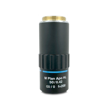 50X Infinity-Corrected Super-Long Working Distance (M Plan Apo HL) Apochromatic Metallurgical Microscope Objective Lens Working Distance 20.1mm, SKU MT06033641, three quarter front view