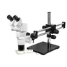 8-80X Dual Arm Stand Fluorescence Light Binocular Parallel Zoom Stereo Microscope, SKU PZ02050127, three quarter front view