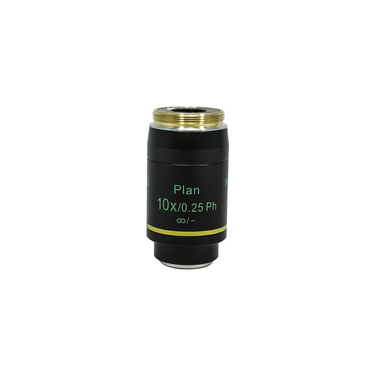 Objective Working Distance 10.2mm 10X Infinity Plan Achromatic Phase Contrast Objective, SKU Nexcope-NE620-Objective-PH10-A, three quarter front view