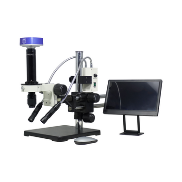 0.7-4.5X 8 Megapixels CMOS LED Light Dual Arm Stand Video Zoom Microscope, SKU MZ02120502, three quarter front view