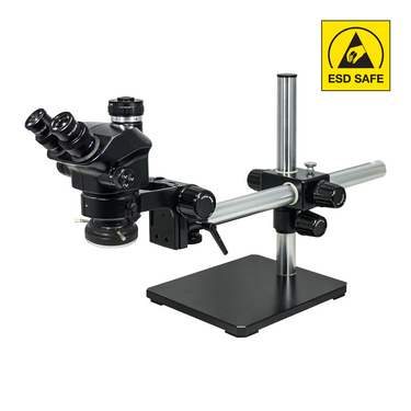 7-50X LED Light ESD Safe Boom Stand ESD Trinocular Zoom Stereo Microscope, SKU SZ02090454, three quarter front view