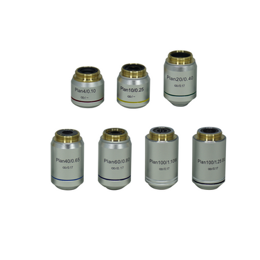 Infinity Plan Achromatic Objective Set, SKU Nexcope-NE610-Objective Set-A, three quarter front view