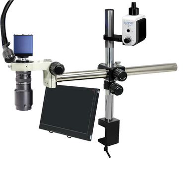 1-6X 2.0 Megapixels CMOS LED Light Boom Stand Video Zoom Microscope, SKU MZ02110408, three quarter front view