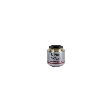 Objective Working Distance 21.5mm 5X Infinity Plan Long Working Distance Achromatic Metallurgical Objective, SKU MT02503231, three quarter front view