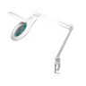 6 Diopter (2.5X) LED Magnifying Lamp with Clamp - 5-inch Glass Lens and Flip Cover, SKU MG16303621, three quarter front view