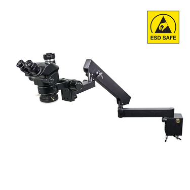 7-50X LED Light Flexible Arm ESD Safe ESD Trinocular Zoom Stereo Microscope, SKU SZ02090654, three quarter front view