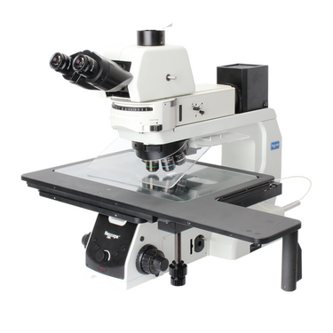 50-1000X HL Dual Illuminated Light XY Stage Travel Distance 356x305mm Trinocular Transmitted/Reflected Metallurgical Microscope, SKU Nexcope-NX1000-Trinocular, three quarter front view