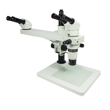 8-50X Post Stand Number of Microscope Head Dual Heads 8-50X Post Stand Dual Head Teaching Trinocular Stereo Microscope, SKU PZ13010172, three quarter front view