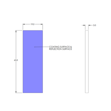 60x19x3mm Optical Reflective Mirror (60x19x3mm, 20pc), SKU SA02182201, three quarter front view