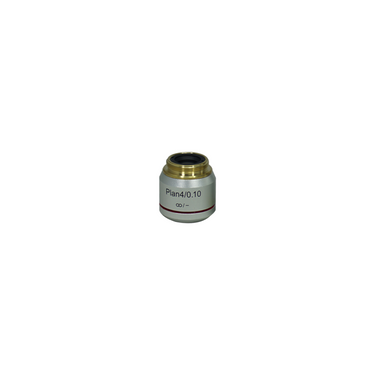 Objective Working Distance 20.6mm 4X Infinity Plan Achromatic Objective, SKU Nexcope-NE610-Objective-4-A, three quarter front view