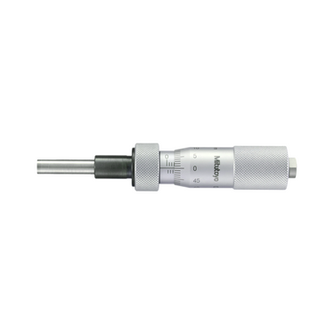 0-1″ Mechanical Micrometer Head Graduation 0.001″ 1" Flat Mechanical Micrometer Head (with Spindle Lock, Thimble Diameter: Dia. 18mm, Plain Thimble), SKU Mitutoyo-150-217-10, three quarter front view